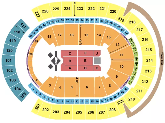 T MOBILE ARENA J COLE Seating Map Seating Chart