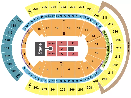 T MOBILE ARENA WEEZER Seating Map Seating Chart