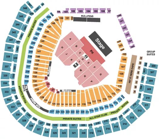 T MOBILE PARK HOZIER Seating Map Seating Chart