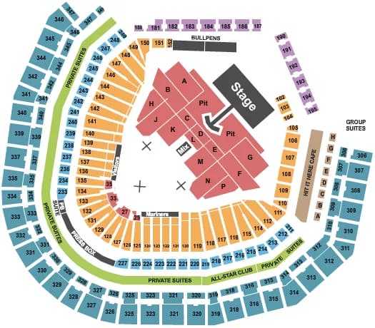 T MOBILE PARK THE LUMINEERS Seating Map Seating Chart