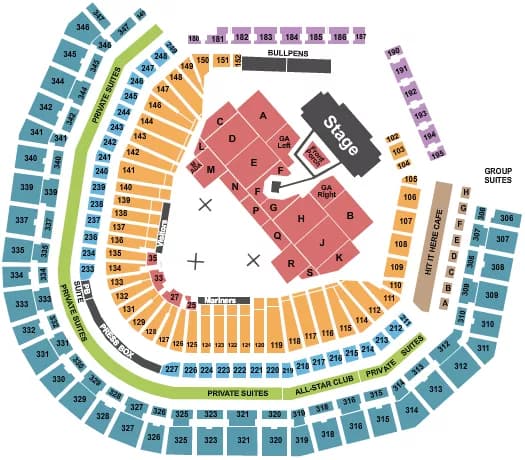 T MOBILE PARK NOAH KAHAN Seating Map Seating Chart