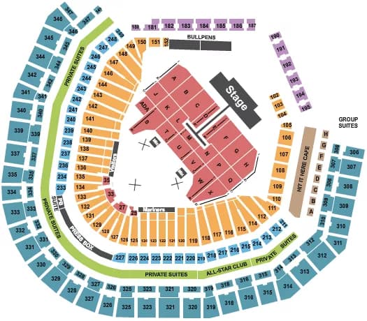 T MOBILE PARK POST MALONE Seating Map Seating Chart