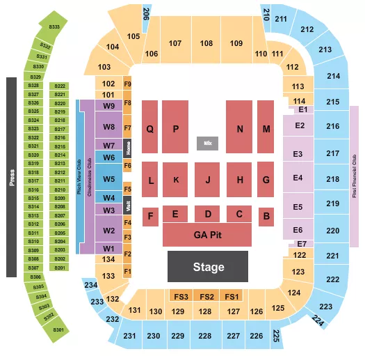 ENDSTAGE PIT Seating Map Seating Chart