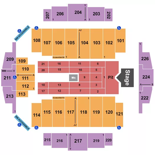CODY JOHNSON Seating Map Seating Chart