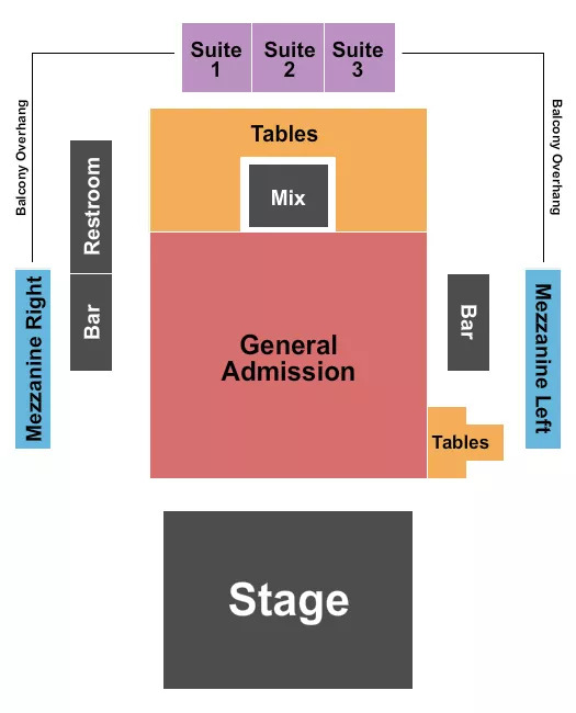 TANNAHILLS TAVERN AND MUSIC HALL ENDSTAGE GA TABLES Seating Map Seating Chart