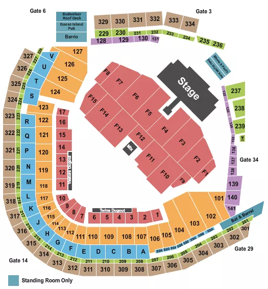 TIM MCGRAW Seating Map Seating Chart