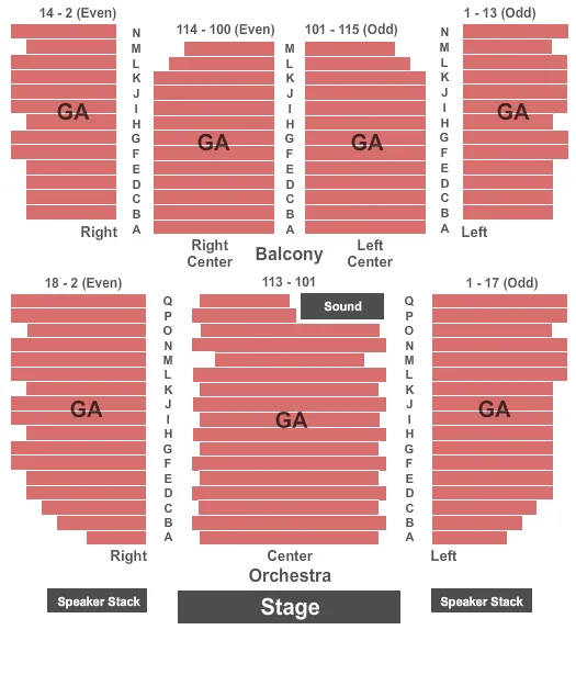 GENERAL ADMISSION Seating Map Seating Chart