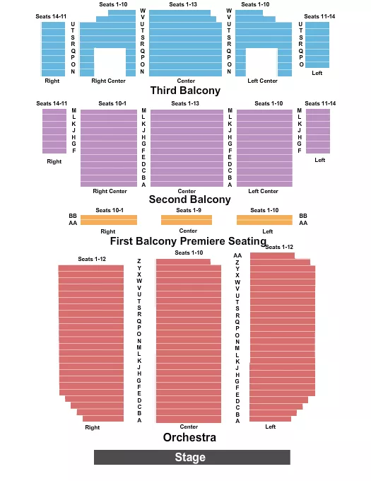 END STAGE Seating Map Seating Chart