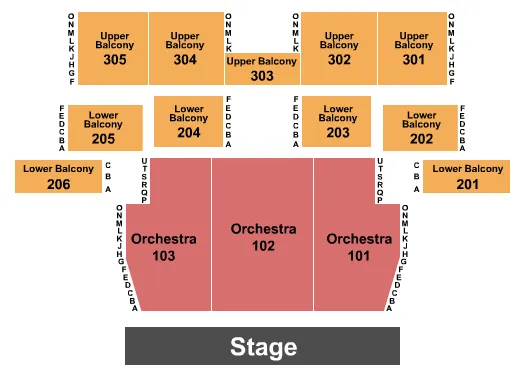 TEMPLE THEATRE TACOMA ENDSTAGE Seating Map Seating Chart