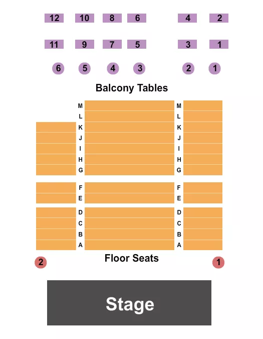 TEXAN THEATER CLEVELAND ENDSTAGE W VIP TABLES Seating Map Seating Chart