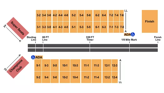 NHRA RACING 2 Seating Map Seating Chart