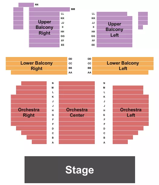 THE ACADEMY THEATRE PA ENDSTAGE Seating Map Seating Chart