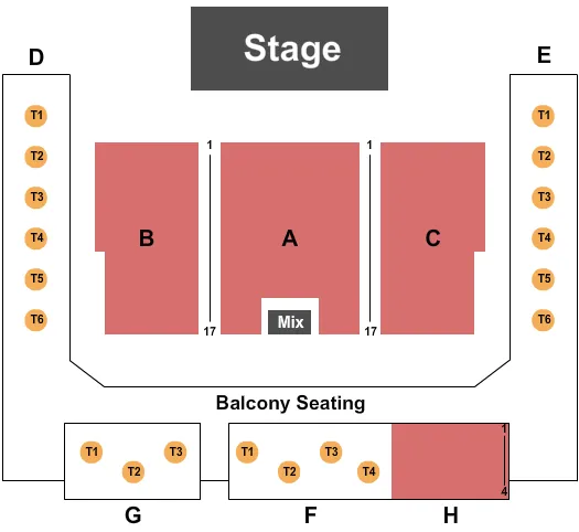 THE ADMIRAL OMAHA END STAGE Seating Map Seating Chart