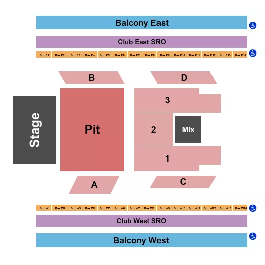 THE ARMORY MINNEAPOLIS ENDSTAGE PIT Seating Map Seating Chart