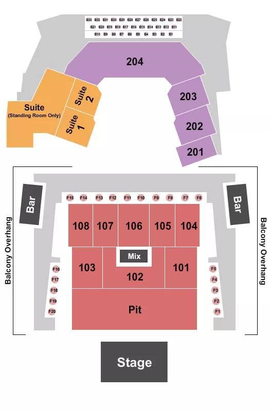 THE ASTRO NE ENDSTAGE PIT TABLES Seating Map Seating Chart