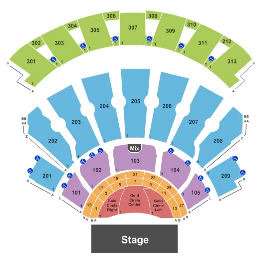 STANDARD SEATING W GOLD CIRCLE Seating Map Seating Chart