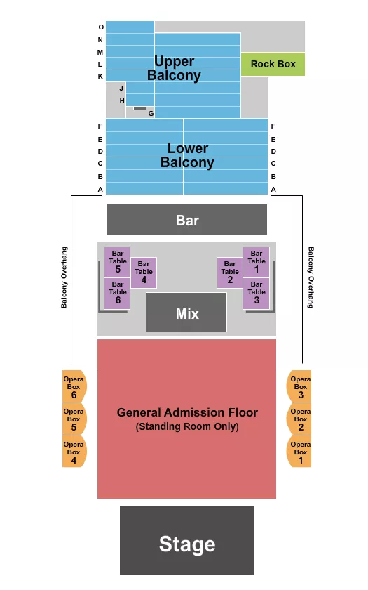 THE BLUE NOTE MO ENDSTAGE GA FLOOR 2 Seating Map Seating Chart