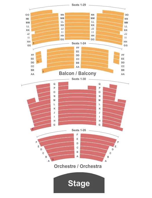 CAPITOL THEATRE NEW BRUNSWICK END STAGE Seating Map Seating Chart