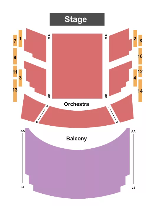 THE CLARICE SMITH PERFORMING ARTS CENTER DEKELBOUM CONCERT HALL END STAGE Seating Map Seating Chart