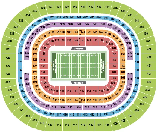 THE DOME AT AMERICAS CENTER FOOTBALL COLLEGE Seating Map Seating Chart