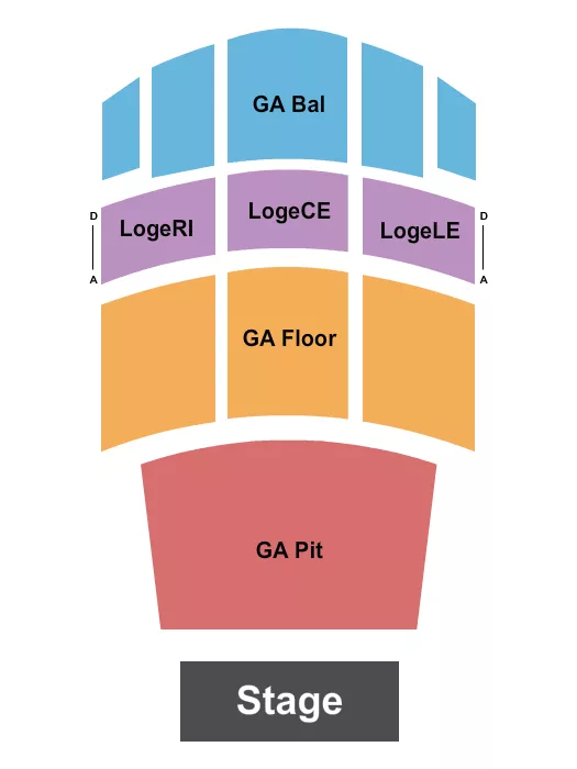 THE GLASS HOUSE CA GA PIT FLOOR BALC RSVD LOGE Seating Map Seating Chart