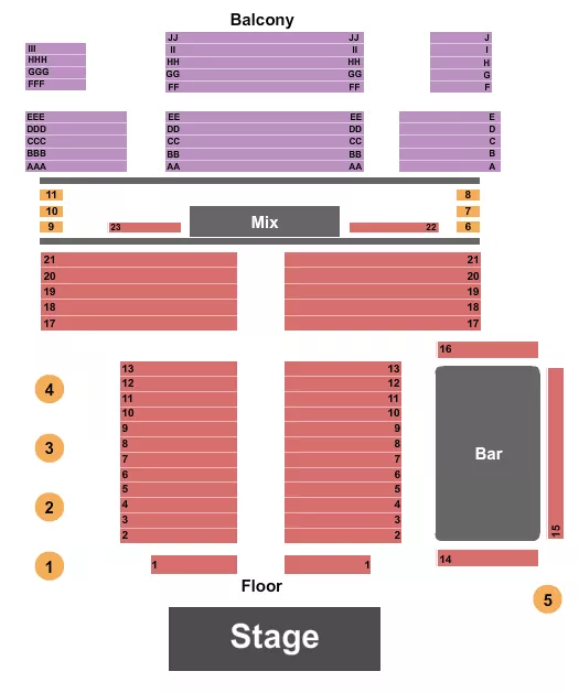 THE GRAND SUDBURY ENDSTAGE RESERVED Seating Map Seating Chart