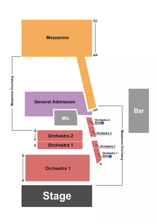 THE GUILD THEATRE MENLO PARK ENDSTAGE W GA Seating Map Seating Chart
