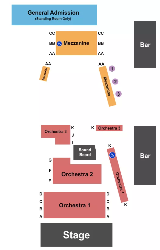 THE GUILD THEATRE MENLO PARK ENDSTAGE W GA 4 Seating Map Seating Chart