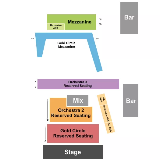 THE GUILD THEATRE MENLO PARK GC ORCH GC MEZZ Seating Map Seating Chart