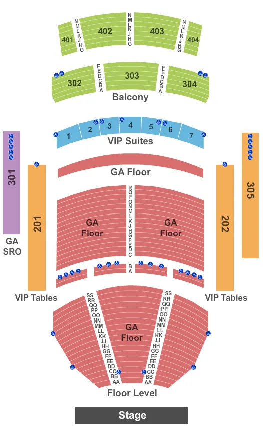 THE THEATER AT VIRGIN HOTELS LAS VEGAS ENDSTAGE GA FLR Seating Map Seating Chart