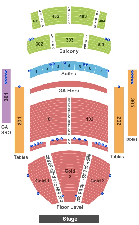 THE THEATER AT VIRGIN HOTELS LAS VEGAS END STAGE Seating Map Seating Chart