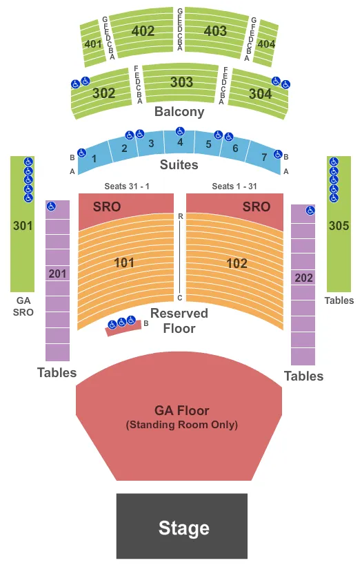 THE THEATER AT VIRGIN HOTELS LAS VEGAS ENDSTAGE GA FLR RES Seating Map Seating Chart