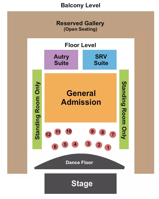 DANCE FLOOR TABLES GA Seating Map Seating Chart