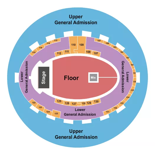 ENDSTAGE GA UPPER GA 2 Seating Map Seating Chart