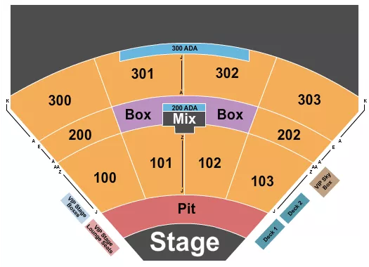 ENDSTAGE PIT NO LAWN ROW J START Seating Map Seating Chart