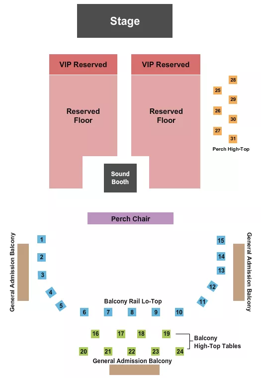 ENDSTAGE RESERVED VIP Seating Map Seating Chart