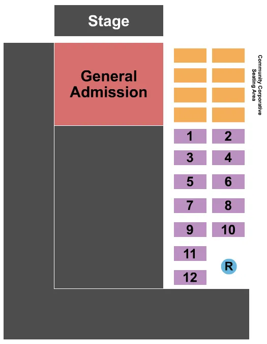 THE RANCH CONCERT HALL SALOON END STAGE Seating Map Seating Chart