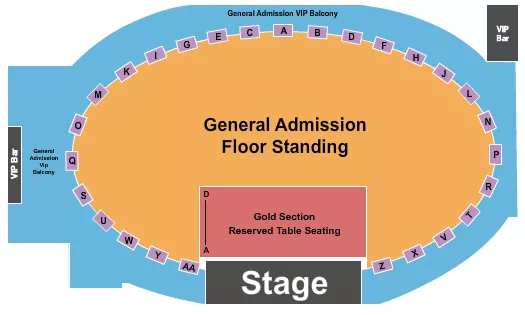 THE RAVE MILWAUKEE GA GOLD TABLE GA VIP Seating Map Seating Chart