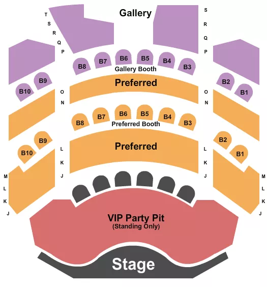 ENDSTAGE VIP PARTY PIT PREFERRED TIER Seating Map Seating Chart