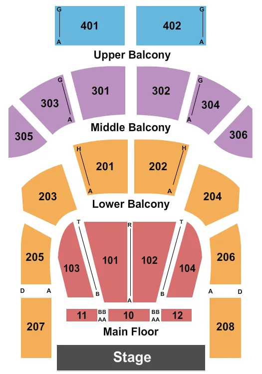 THE TABERNACLE GA END STAGE Seating Map Seating Chart