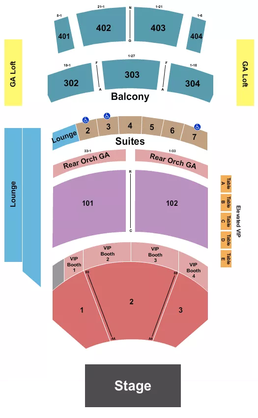 THE THEATER AT VIRGIN HOTELS LAS VEGAS ENDSTAGE Seating Map Seating Chart