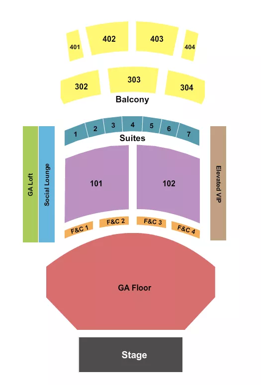 THE THEATER AT VIRGIN HOTELS LAS VEGAS ENDSTAGE GA FLOOR 2 Seating Map Seating Chart