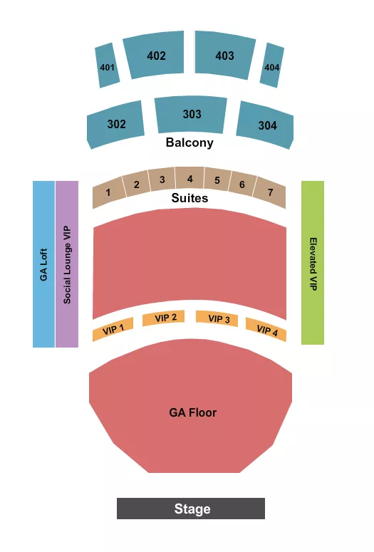 THE THEATER AT VIRGIN HOTELS LAS VEGAS ENDSTAGE GA FLOOR 3 Seating Map Seating Chart