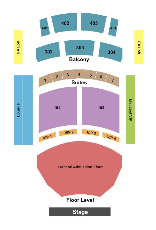 THE THEATER AT VIRGIN HOTELS LAS VEGAS ENDSTAGE GA FLOOR Seating Map Seating Chart