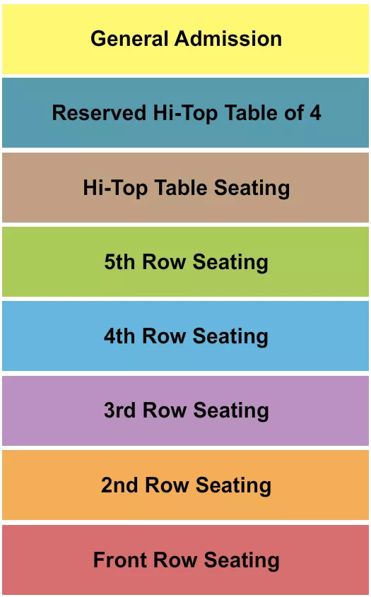 GA ROW SEATING HI TOP Seating Map Seating Chart
