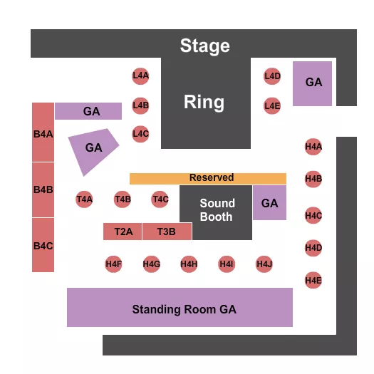 THE WAITING ROOM LOUNGE NE WRESTLING Seating Map Seating Chart