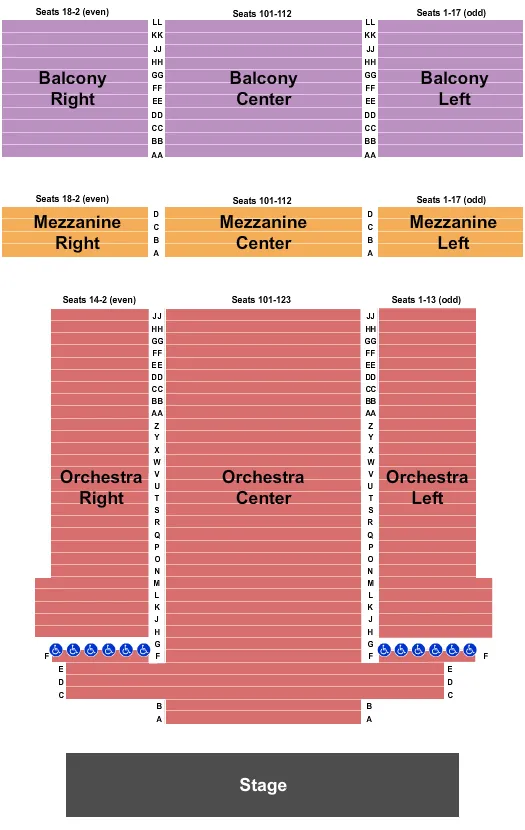 END STAGE Seating Map Seating Chart