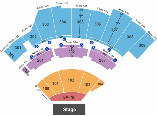 ENDSTAGE SMALL PIT ROW J START Seating Map Seating Chart