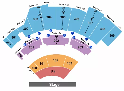 ENDSTAGE SMALL PIT ROW N START Seating Map Seating Chart