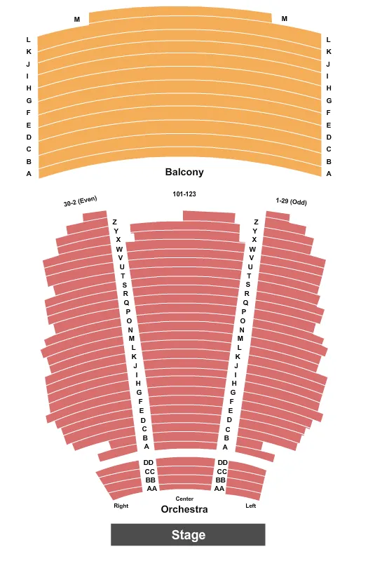 THRASHER HORNE CENTER FOR THE ARTS END STAGE Seating Map Seating Chart